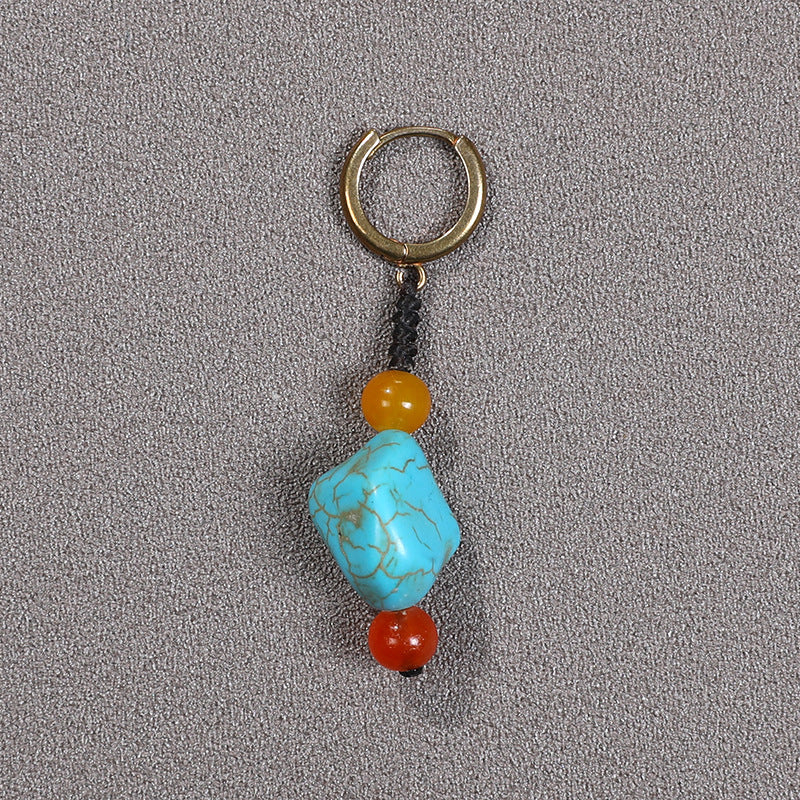 Wholesale Single Imitation Turquoise Ethnic Tibetan Ear Clip
